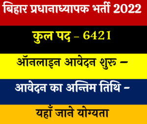 Bihar BPSC Headmaster Online Form 2022