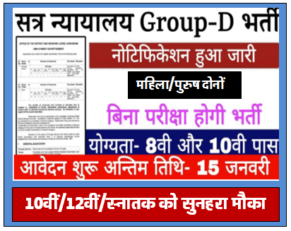 District Court Group D Bharti सत्र न्यायालय में चपरासी और प्रोसेस क्लर्क के पदों पर निकली भर्ती