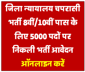 District Court Peon Vacancy : जिला न्यायालय चपरासी भर्ती का बिना परीक्षा 8वी पास के लिए नोटिफिकेशन जारी