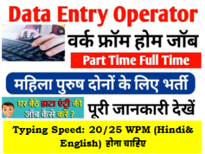 Data Entry Work From Home Jobs : डाटा एंट्री ऑपरेटर वर्क फ्रॉम होम जॉब