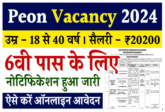 Peon Vacancy 2024 : 6 वी पास के लिए चपरासी भर्ती का नोटिफिकेशन जारी ऐसे करें आवेदन ऑनलाइन