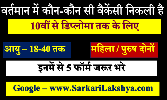 वर्तमान में कौन कौन सी वैकेंसी निकली है